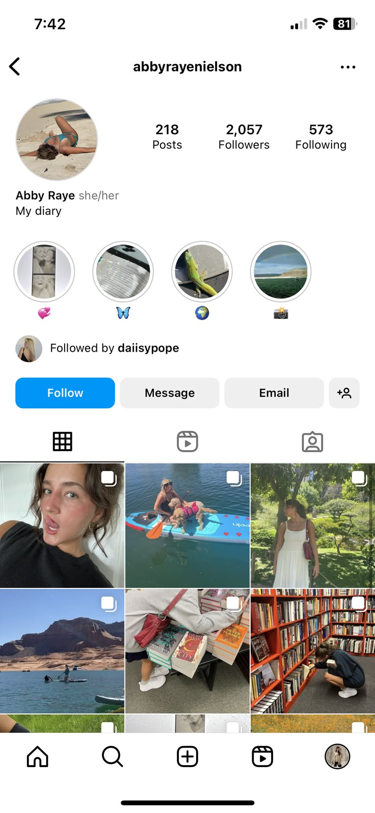 the instagram page on an iphone shows different pictures and texting from people to their favorite places