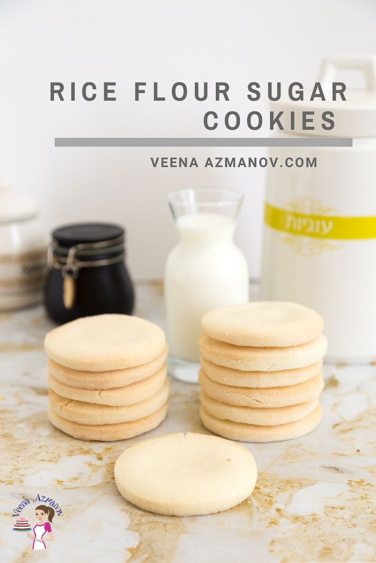 rice flour sugar cookies are stacked on top of each other and ready to be eaten