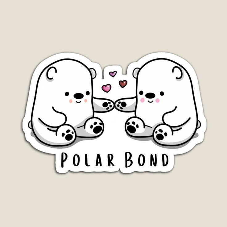 two polar bears sitting next to each other with the words polar bond written on them