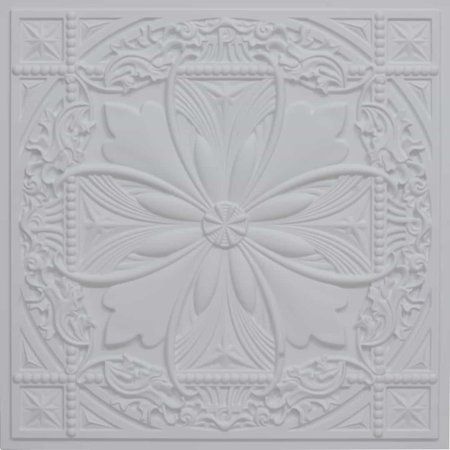 an intricately designed ceiling tile in white