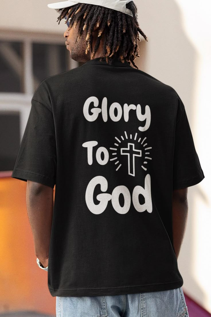 Glory to God Unisex T-Shirt - Faithful Christian Apparel - Inspirational Religious Tee - Christian Faith Tee - Inspirational Religious Shirt Our T-Shirts are made from 100% Ring-Spun Cotton giving you a cozy and comfy fit while rocking your favorite graphic designed tees from us. Weather it is a loving, funny, or even downright crazy design we hope you will absolutely love our products and cherish them for years to come. T-shirts are made of pre-shrunk fabric to ensure a consistent and great fit. Please Double check that you have the correct T-shirt Size and shipping address, if a change must be made, please contact us as soon as possible because changes cannot be made once the product has been shipped.  Remember product images might have slight differences compared to the product received Christian Shirts Designs Men, Christian Shirts For Men, Tee Shirt Designs Creative, Christian T Shirts Designs, Graphics For T Shirts, Youth Group Shirts, God Shirts, Bible Shirt, Give It To God