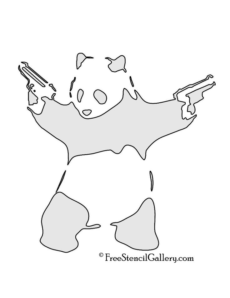 Banksy-Panda with Guns Stencil Stencil Drawings Ideas, Funny Stencils, Cool Stencil Designs, Stencil Art Ideas, Free Stencils Printables Templates, Banksy Stencil, Stencils Printables Templates, Graffiti Stencil, Halloween Pumpkin Stencils