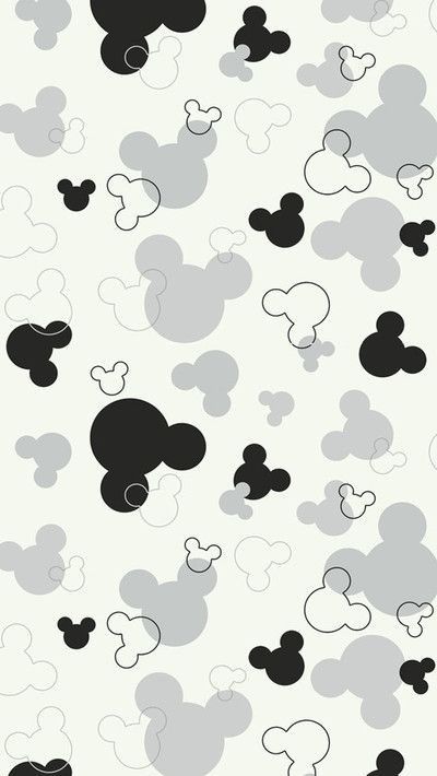 mickey mouse wallpaper in black and white with grey circles on the bottom half of it