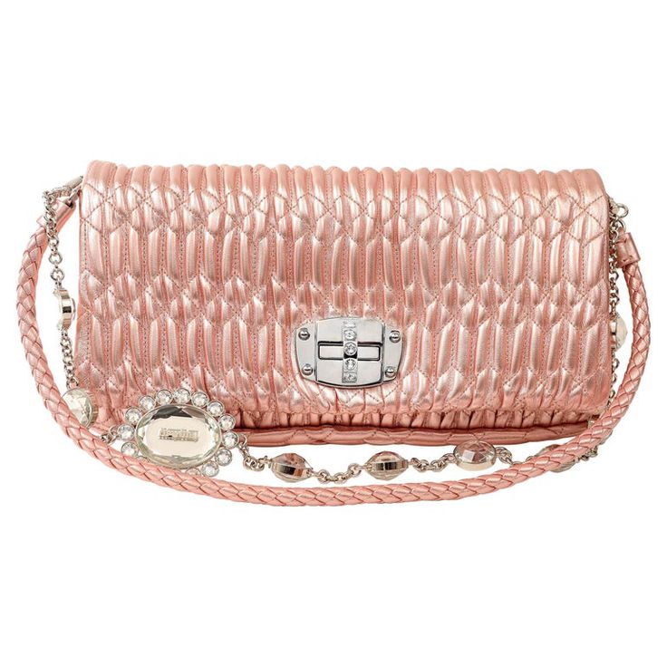 Check out this item from 1stdibs! Miu Miu Metallic Pink Crystal Iconic Cloquè Small Bag with Silver Hardware: https://www.1stdibs.com/id-v_20987972 Elegant Quilted Pink Bag, Formal Pink Quilted Shoulder Bag, Elegant Pink Quilted Shoulder Bag, Luxury Shoulder Bag With Silver-tone Logo Plaque, Luxury Miu Miu Evening Shoulder Bag, Elegant Miu Miu Shoulder Bag For Evening, Pink Quilted Evening Bag, Luxury Quilted Party Bag, Elegant Miu Miu Formal Bags