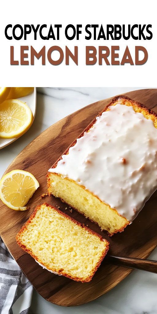 a loaf of lemon bread sitting on top of a wooden cutting board