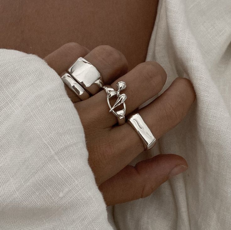 OLIVIA RING – wish you were naked Silver Ring Inspiration, Chunky Silver Jewellery, Rings Aesthetic, Chunky Silver Rings, Handcrafted Silver Jewelry, Classy Jewelry, Funky Jewelry, Jewelry Lookbook, Jewelry Brand