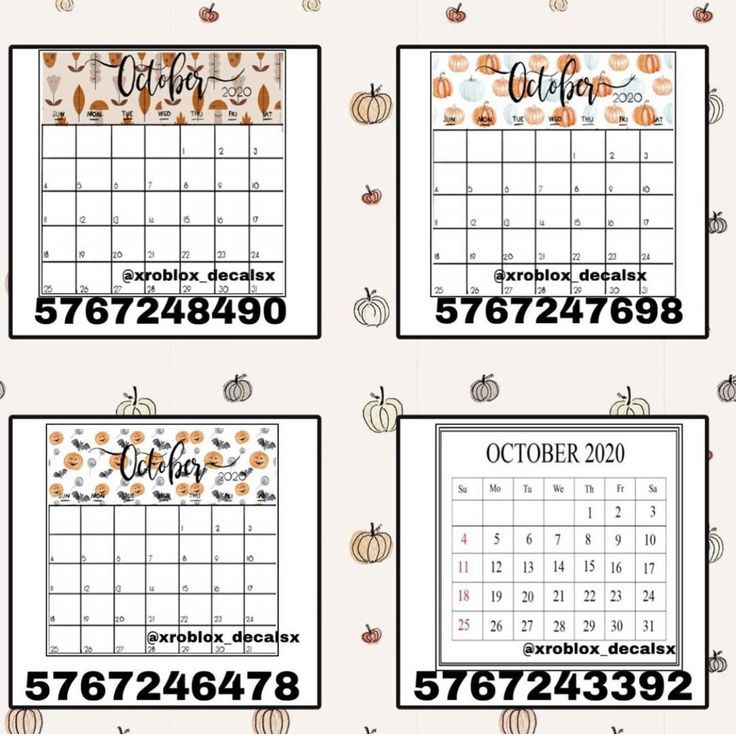 four calendars with pumpkins on them and the words october, october, november, oct