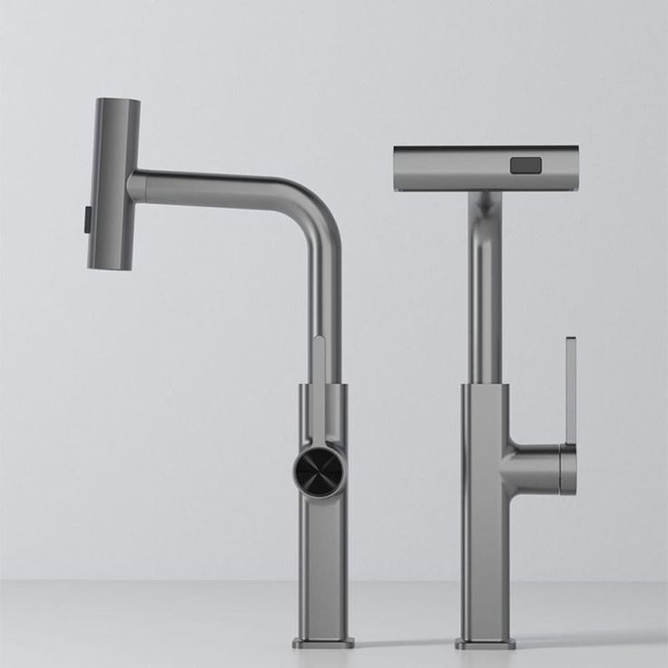 the modern faucet is designed to look like it's made out of stainless steel