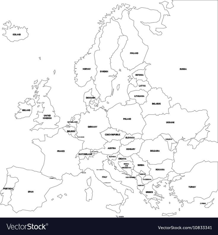 a map of europe with all the major cities in black and white, including countries