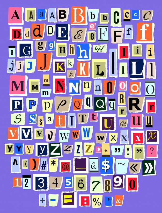 the alphabets are made up of different letters and numbers in various colors on a purple background