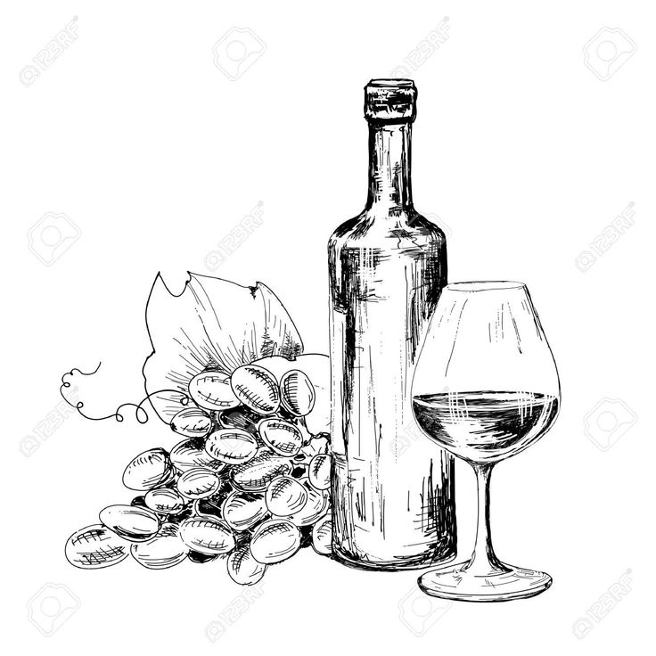 wine bottle and glass with grapes on white background stock photo - 958972