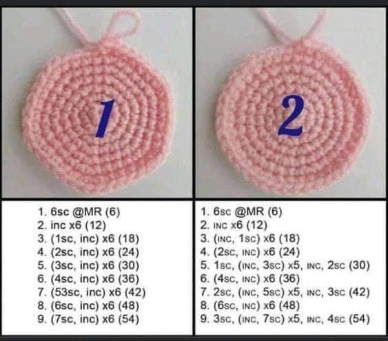 crochet round ornament with numbers and instructions for the number one on it