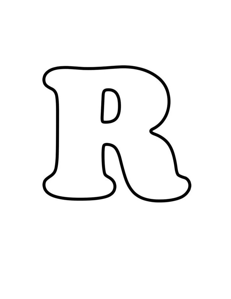 the letter r is drawn in black and white, with an outline effect to it