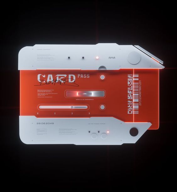 an orange and white electronic device with the word card pass on it's side