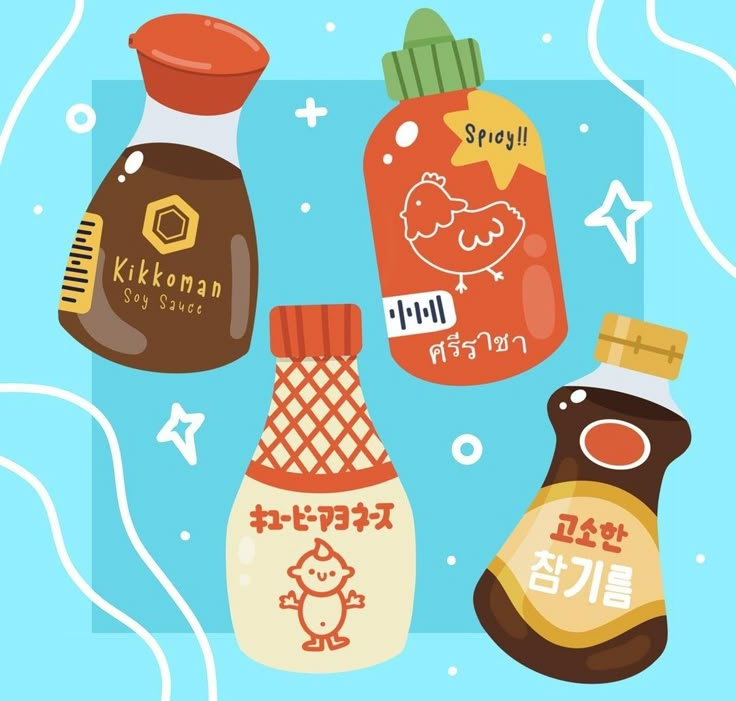 Different sauces | Food illustration art, Cute food art, Cute kawaii ...