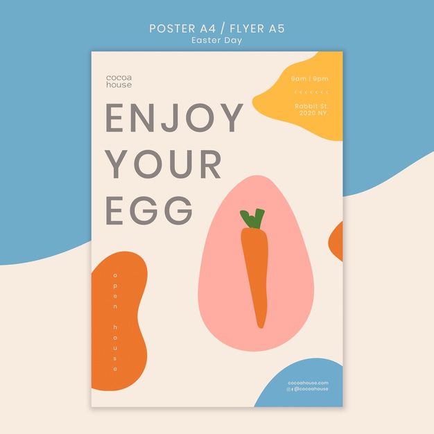 a poster with an egg and carrot on it