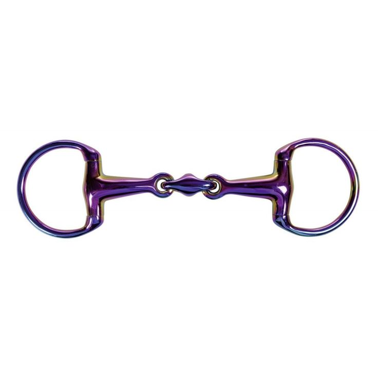 a pair of purple metal scissors on a white background with clippings to the side