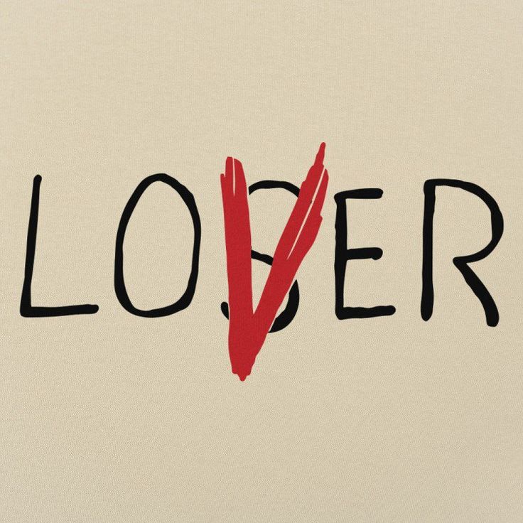 the word lover written in black and red ink