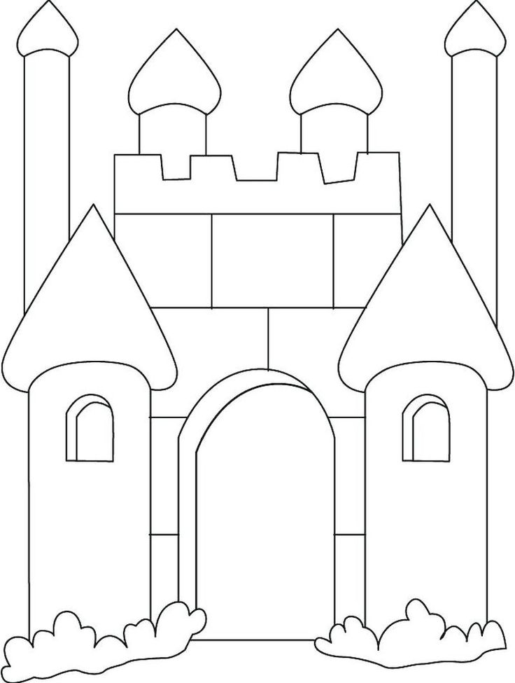 a castle with towers and gates coloring page