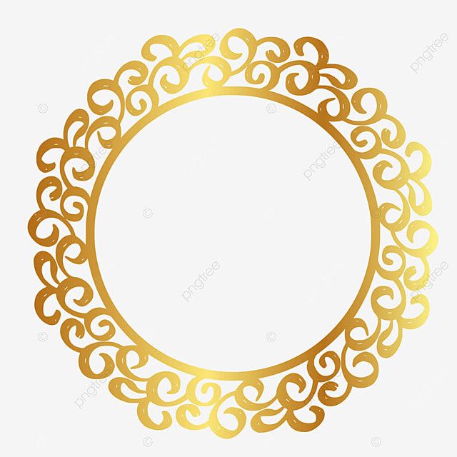 a gold circle frame with swirls in the middle, round, golden png and psd