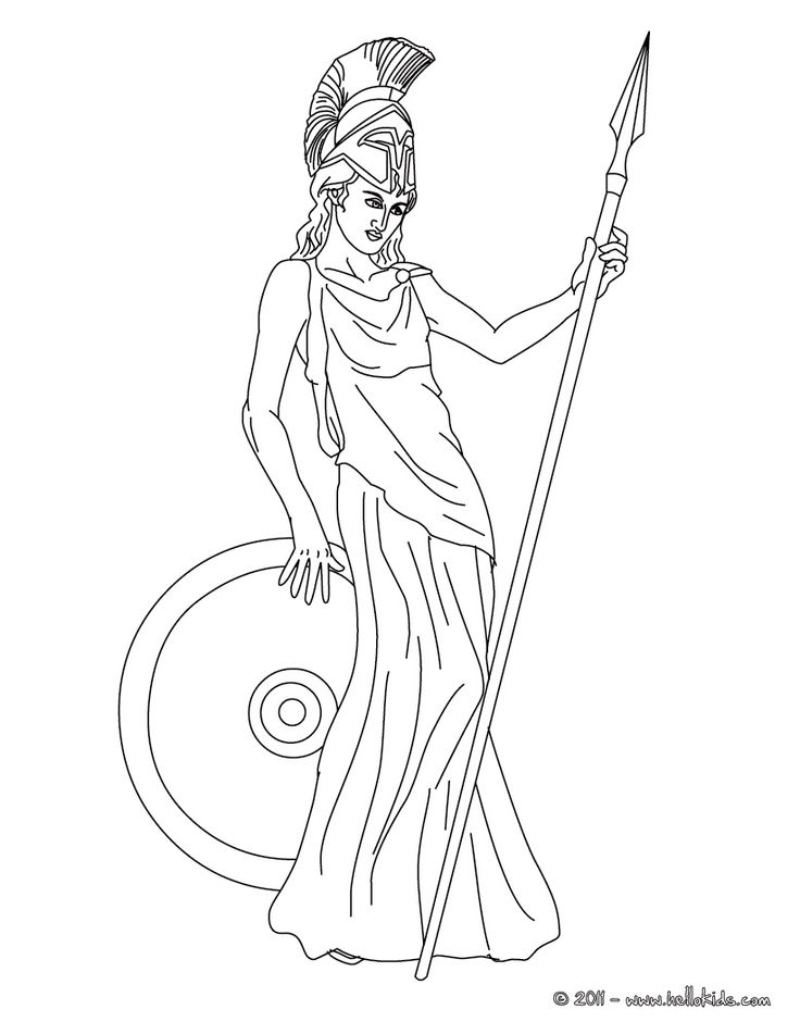 an egyptian woman holding a spear and shield in her hand, with the letter o on it