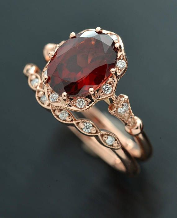 Red Diamond Ring, Oval Halo Engagement Ring, Vintage Inspired Engagement Rings, Garnet Engagement Ring, Engagement Rings Vintage Halo, Engagement Ring Vintage, Oval Engagement, Pave Engagement Ring, Sapphire Engagement Ring Blue