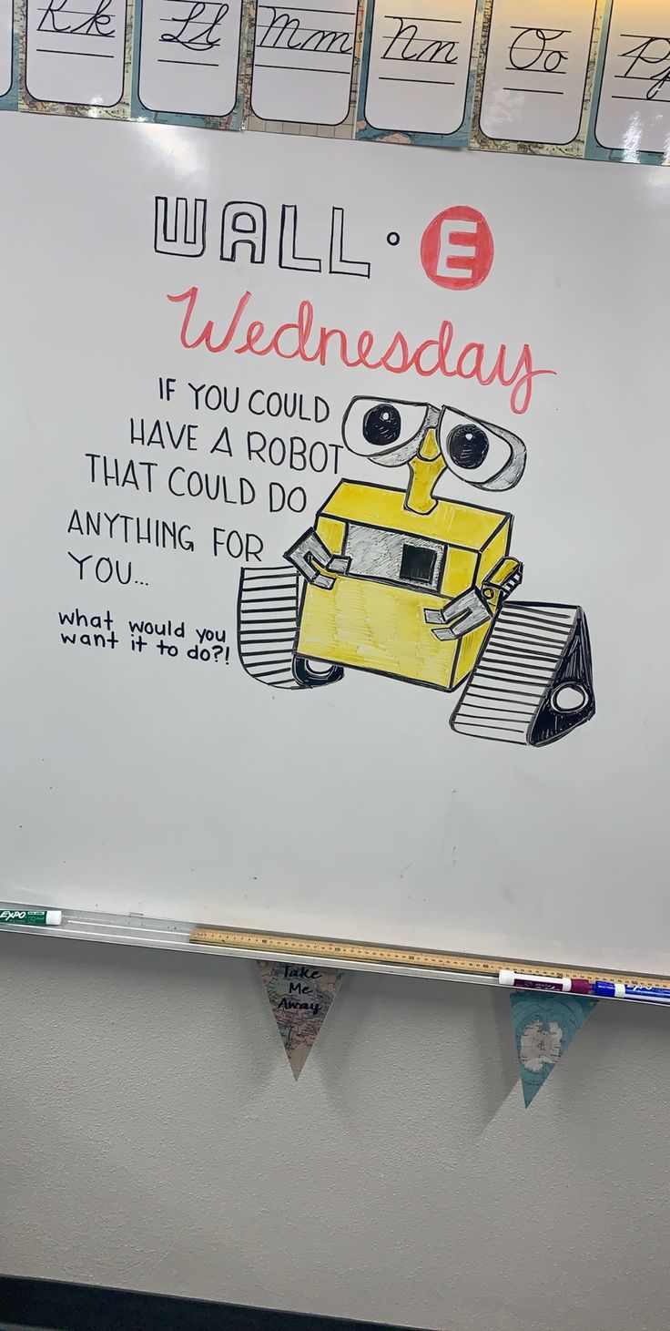 a sign that says wall e wednesday if you could have robot that could do anything for you