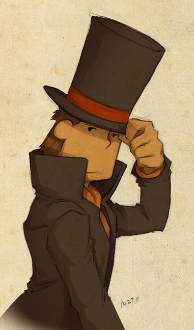 a drawing of a man wearing a top hat and holding his hand up to his face