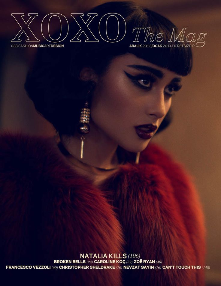 the cover of xoxo magazine featuring an image of a woman with dark makeup