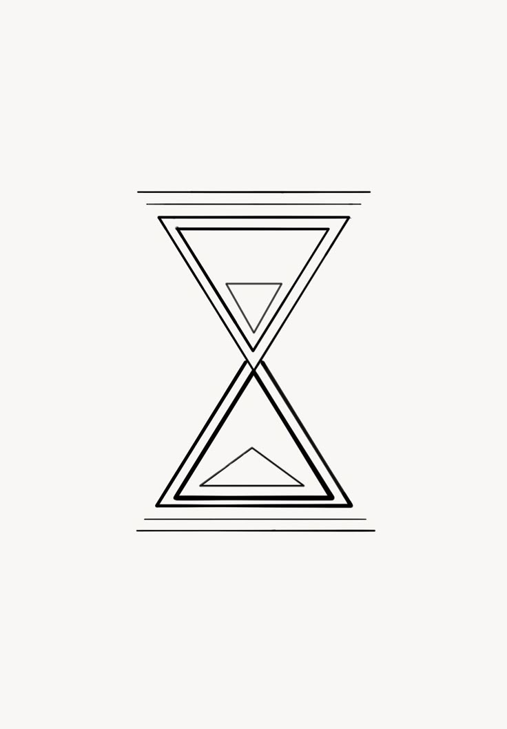 a line drawing of an hourglass on a white background