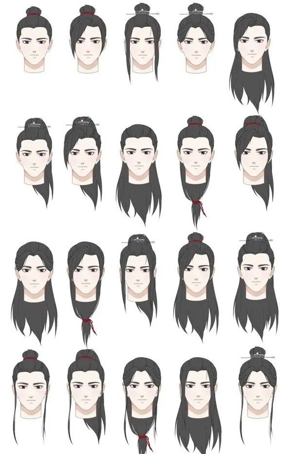 various hairstyles for people with long hair and ponytails, all in different styles