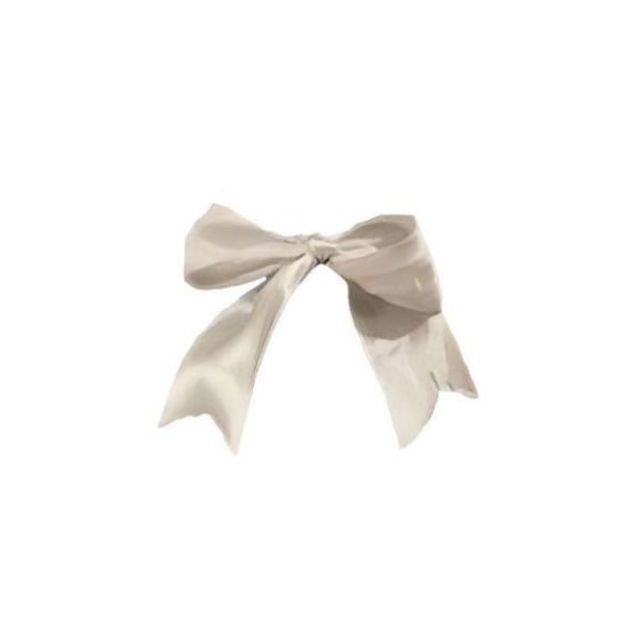 a white bow tied to the side of a wall