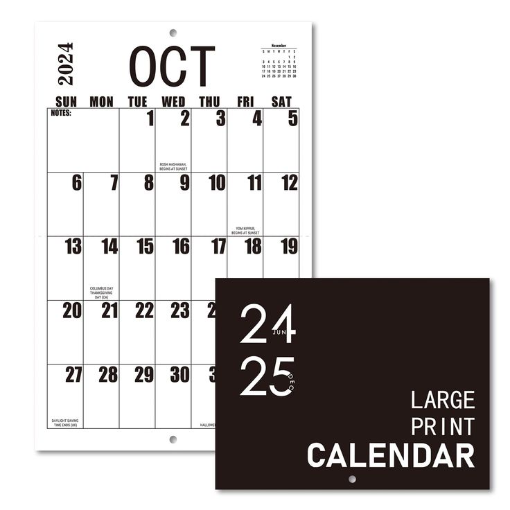 two calendars with black and white numbers on the front, one for each month