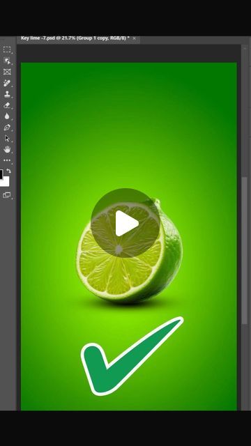 an image of a lime being cut in half with the video player button below it