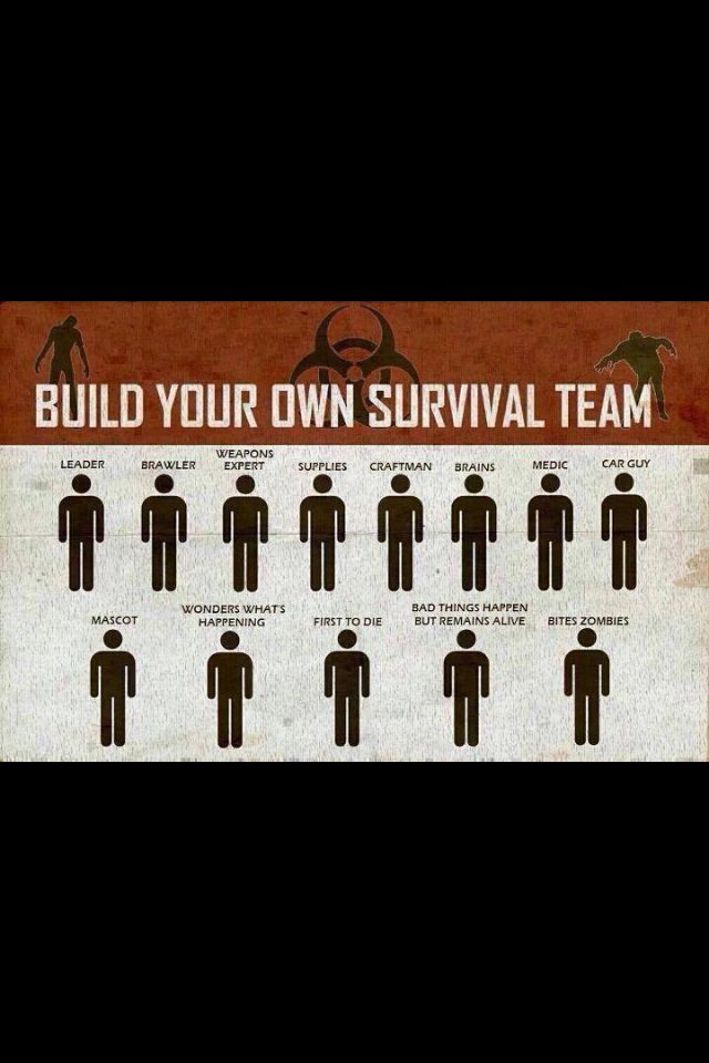 a poster with the words build your own survival team