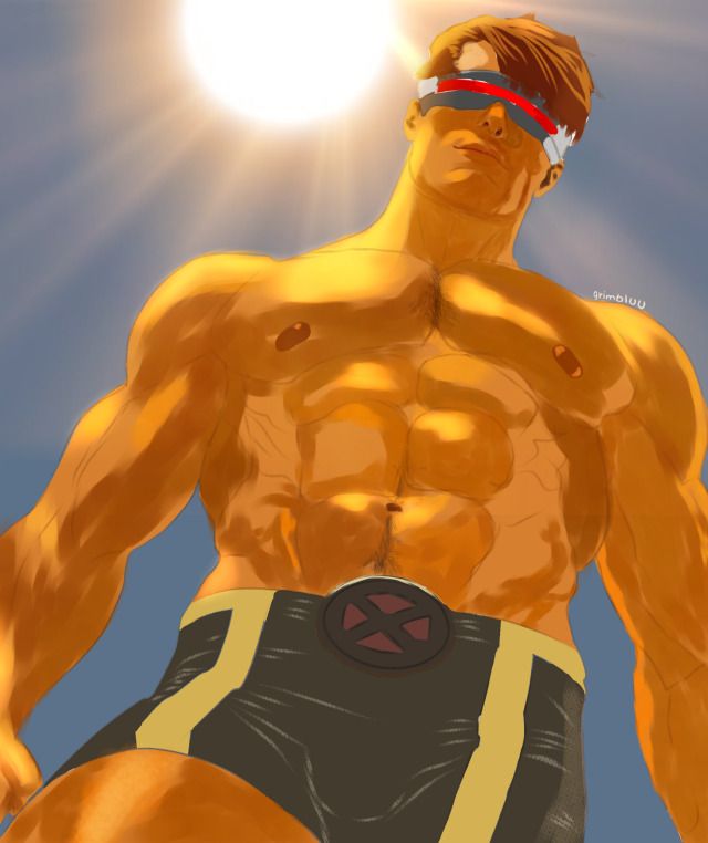 a man with no shirt on standing in front of the sun wearing shorts and headbands