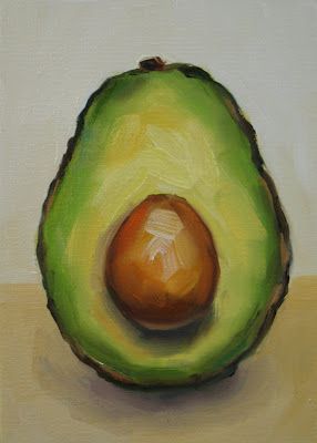 an avocado is shown on a white background