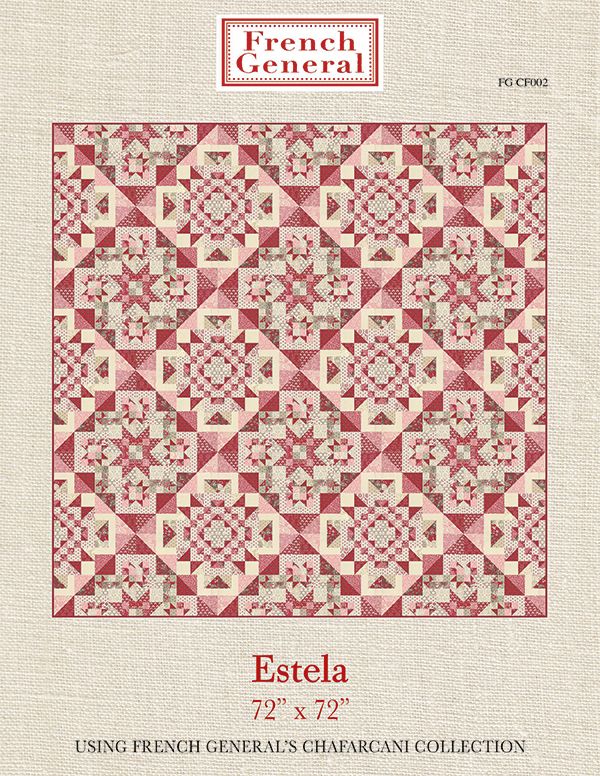 an image of a red and white quilt with the words, estela on it