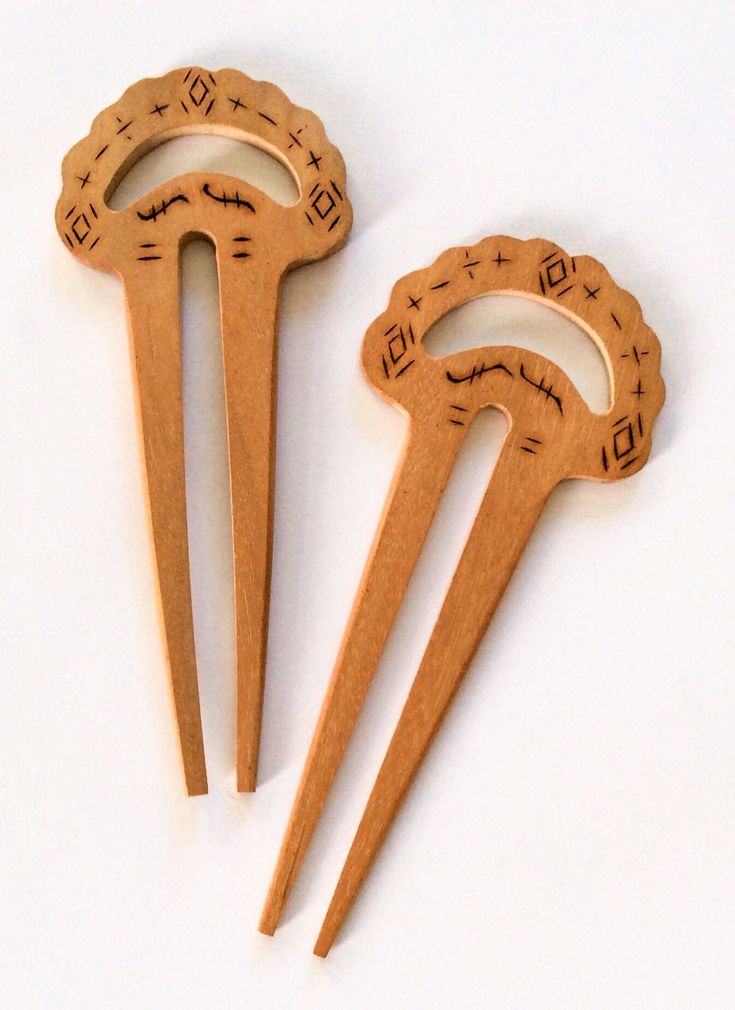 These smooth hair sticks fork are made from Philippine hambaba wood. Each hair stick fork is 4 3/4 inch long, top drilled (5 holes) for embellishment although gorgeous as is.  Scalloped top is 2 in. wide while the prongs are 1 inch wide. Due to its handcrafted nature, slight variations in color and size may occur. These hair stick forks are not dyed or stained. After carving, they are polished to bring out their natural sheen. Natural Hair Accessories, Scallop Top, Bead Suppliers, Design Hair, Hair Stick, Metallic Hair, Hair Sticks, Design Set, Smooth Hair