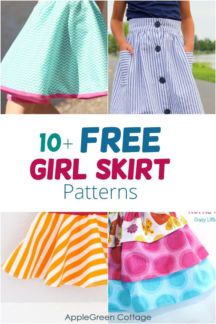 girls skirt patterns with text overlay that reads, 10 cute girl skirt patterns