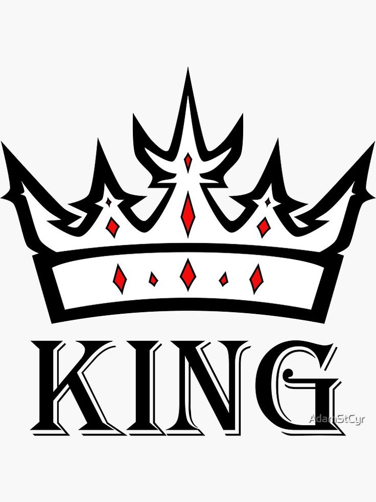 a black and white logo with the word king on it's bottom corner, in front of a crown