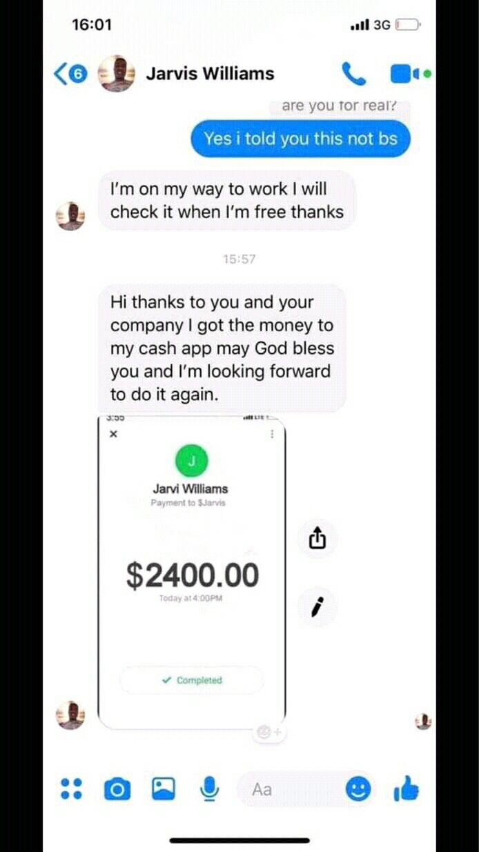 the text message was sent to someone who is paying for $ 4, 000 in cash