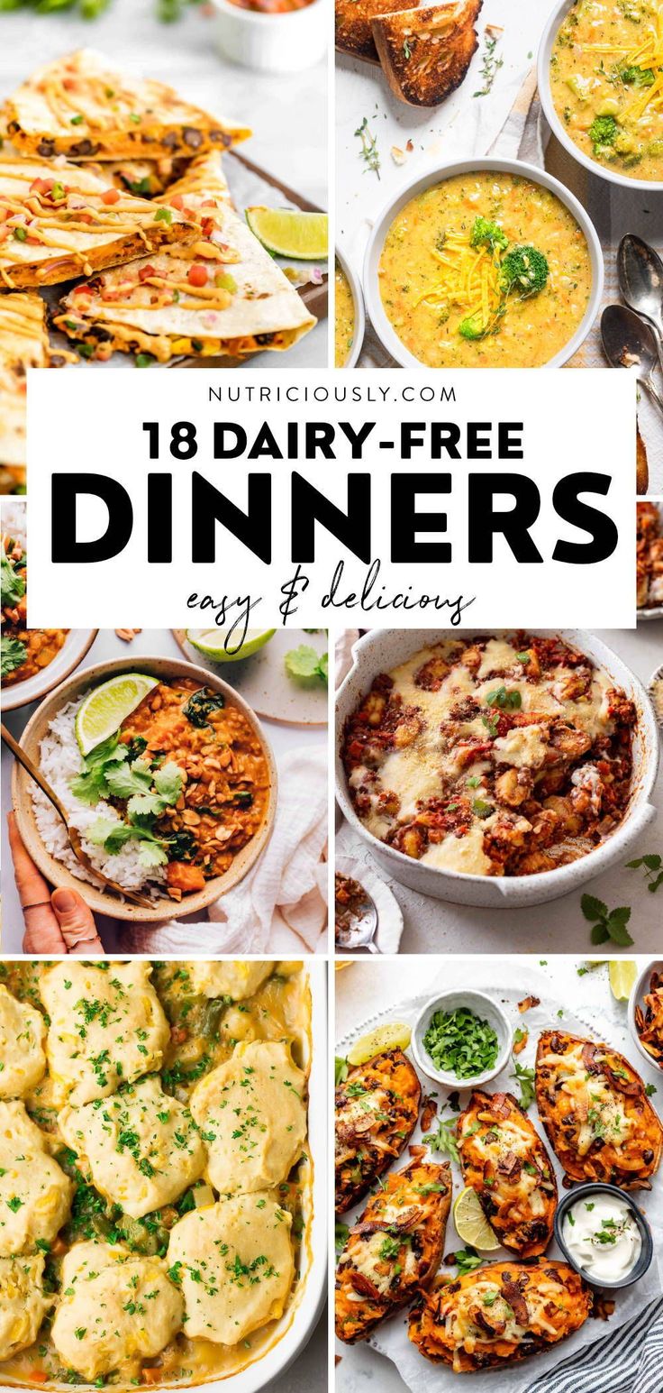 Make these delicious dairy-free dinner ideas for the whole family! They are packed with flavor and nutrient, and can be made on busy weeknights. Cozy soups, freezer-friendly casseroles, creamy pasta, hearty burgers, and more await you. Non Dairy Dinner, Lactose Free Dinners, Gluten Free Dairy Free Recipes Dinner, Cozy Soups, Dairy Free Recipes Dinner, Dairy Free Pasta, Dairy Free Soup, Keto Kitchen, Dairy Free Dinner