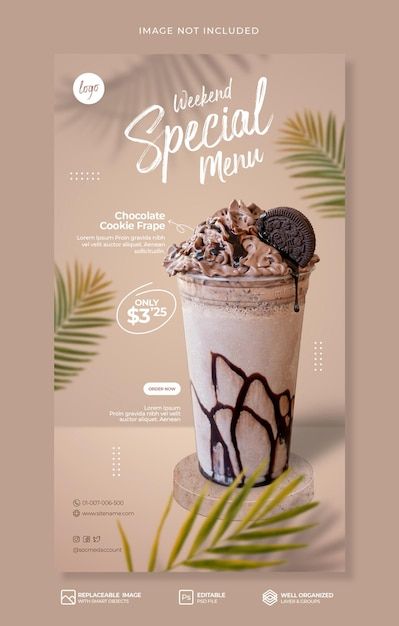 a poster with an ice cream sundae in it and the words weekend special menu