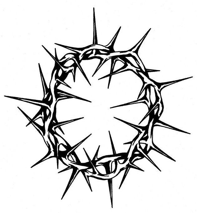 a black and white drawing of a crown of thorns