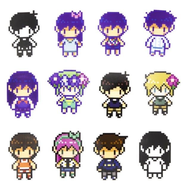 pixel art with different avatars and hair styles for each character in the video game