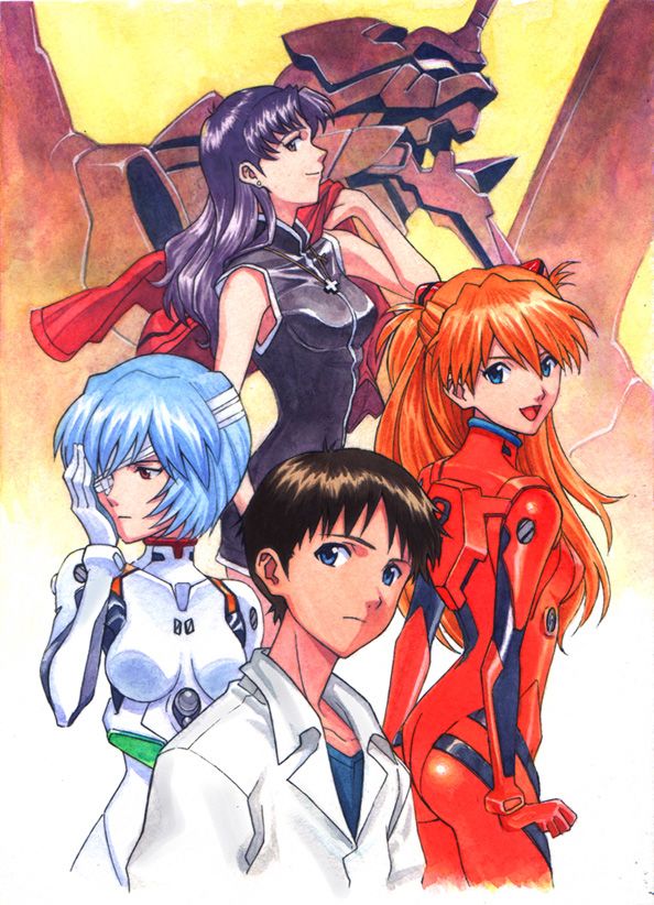 an image of some anime characters with different hair colors and costumes, one is in the foreground