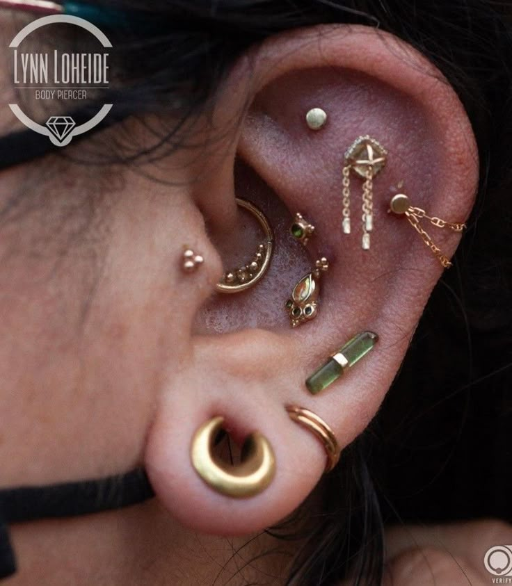 a person with ear piercings on their ears