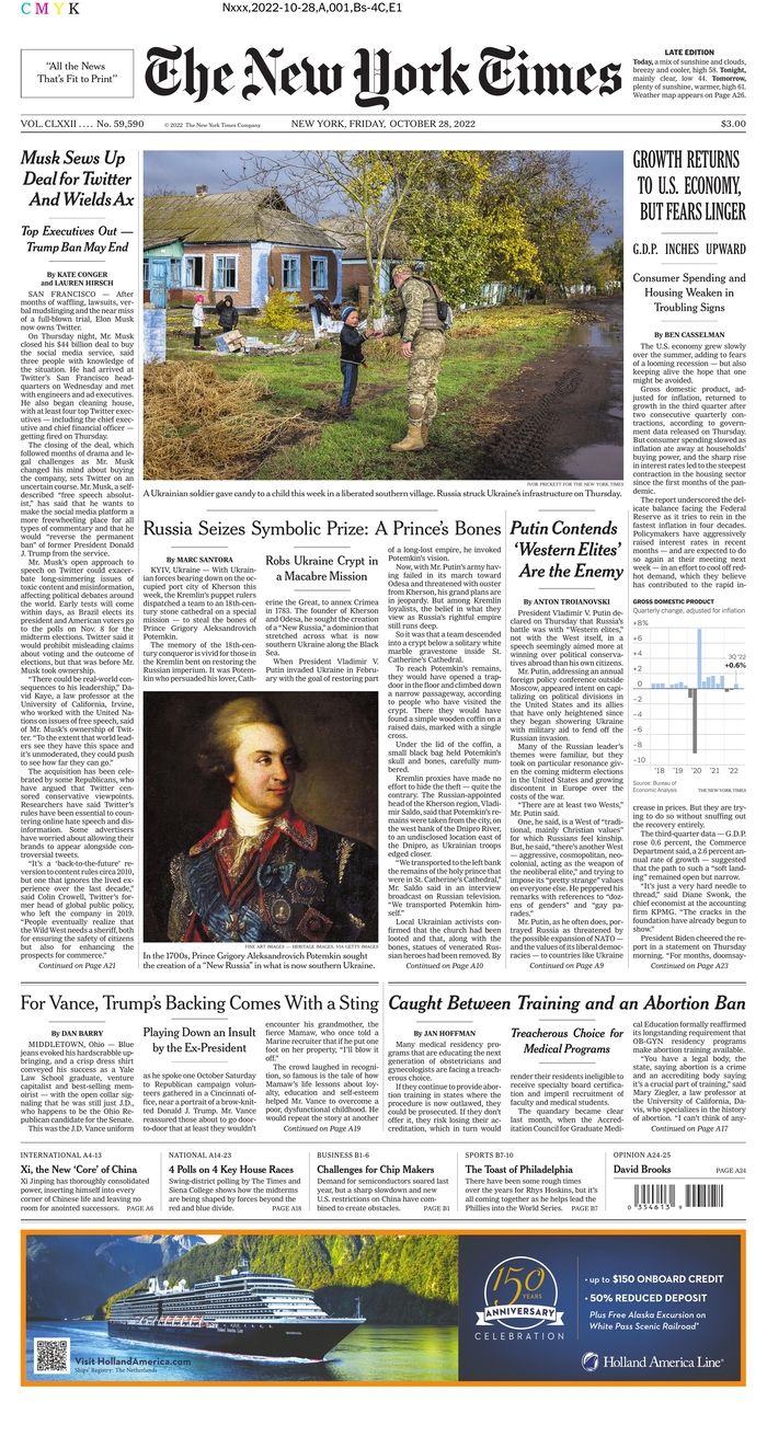 the new york times front page with an image of a man in uniform and a boat