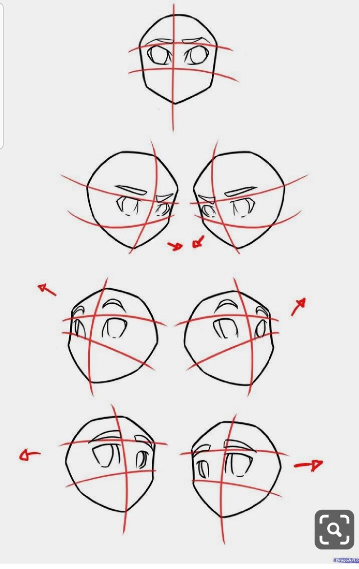 how to draw an anime character's face with the eyes and nose in different directions